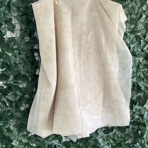 Untagged Cream Vintage Fabric with etched People approx 5 ft long by 180” tall